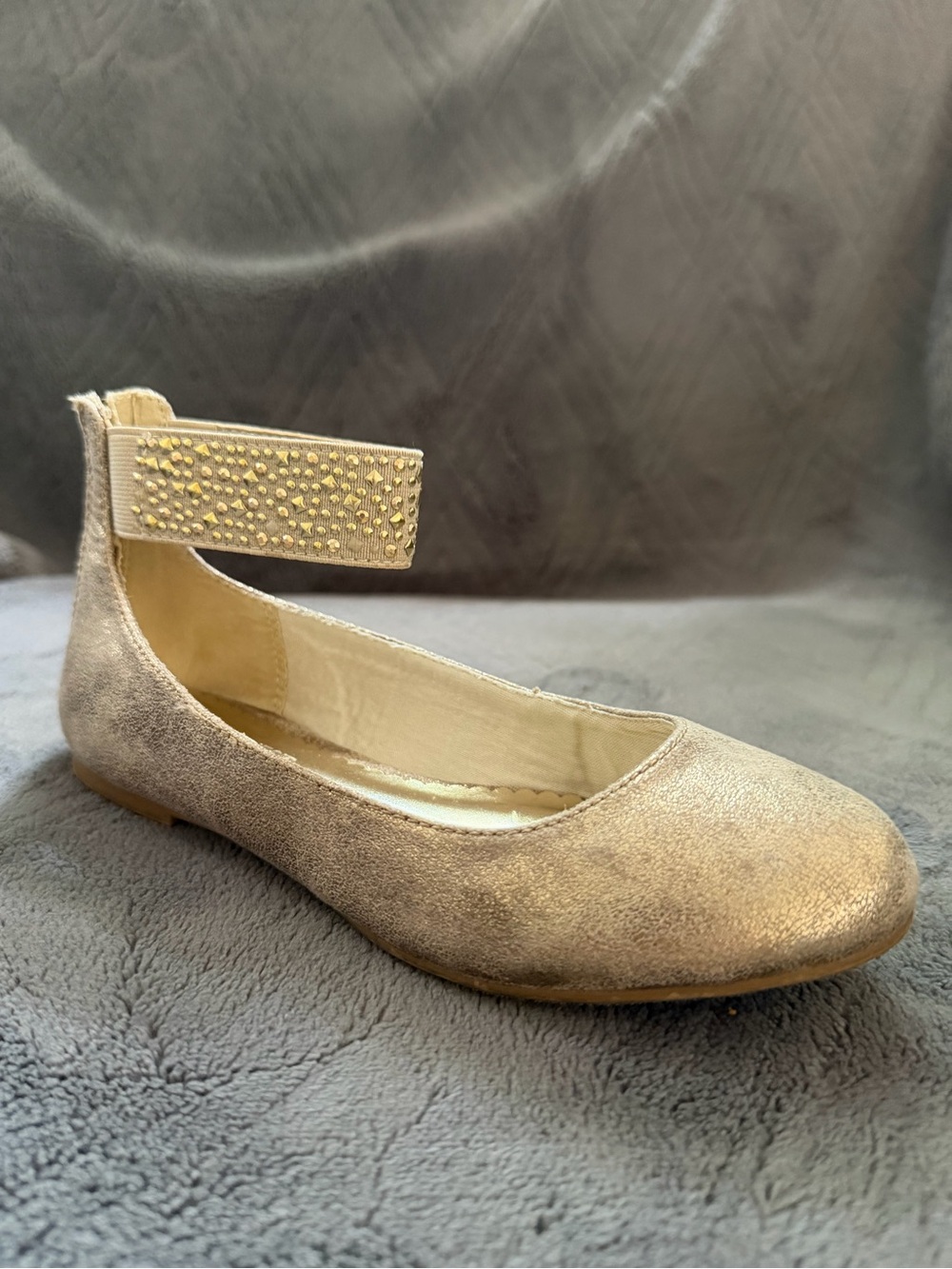 Girls' Glitter Ankle-Strap Ballet Flat - Gold